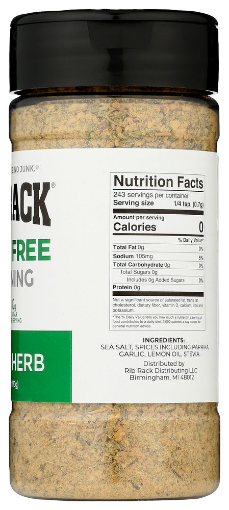 Rib Rack: Sugar Free Tuscan Herb Seasoning, 6 Oz