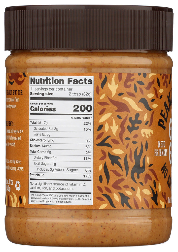 Good Good: Crunchy Peanut Butter No Sugar Added, 12 Oz