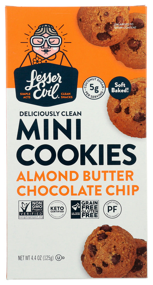 Lesser Evil: Almond Butter Chocolate Chip Mini Cookies, 4.4 Oz