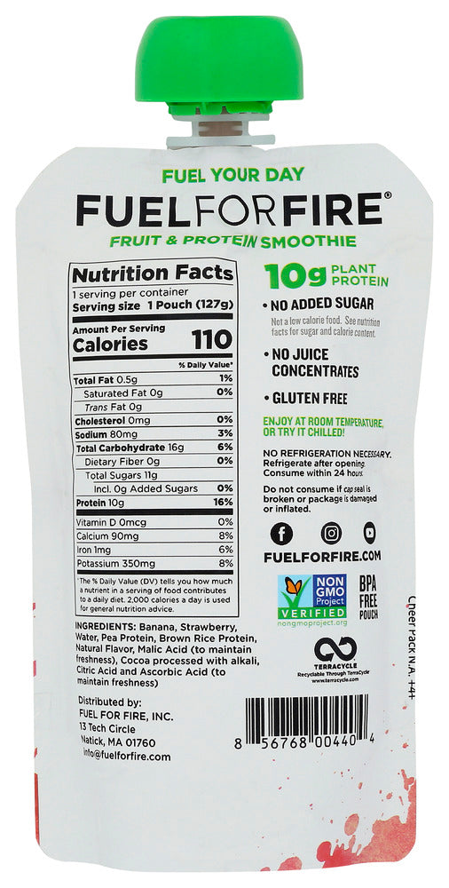 Fuel For Fire: Chocolate Strawberry Plant Protein Fruit Smoothie, 4.5 Oz