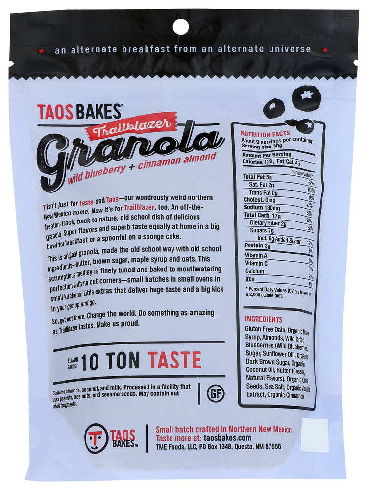 Taos Bakes: Wild Blueberry Cinnamon Almond Trailblazer Granola, 10 Oz