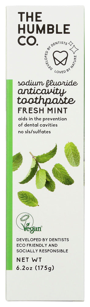 The Humble Co: Fresh Mint Sodium Fluoride Anticavity Toothpaste, 6.2 Oz