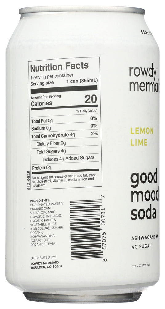 Good Mood Soda: Soda Diet Lemon Lime, 12 Fo