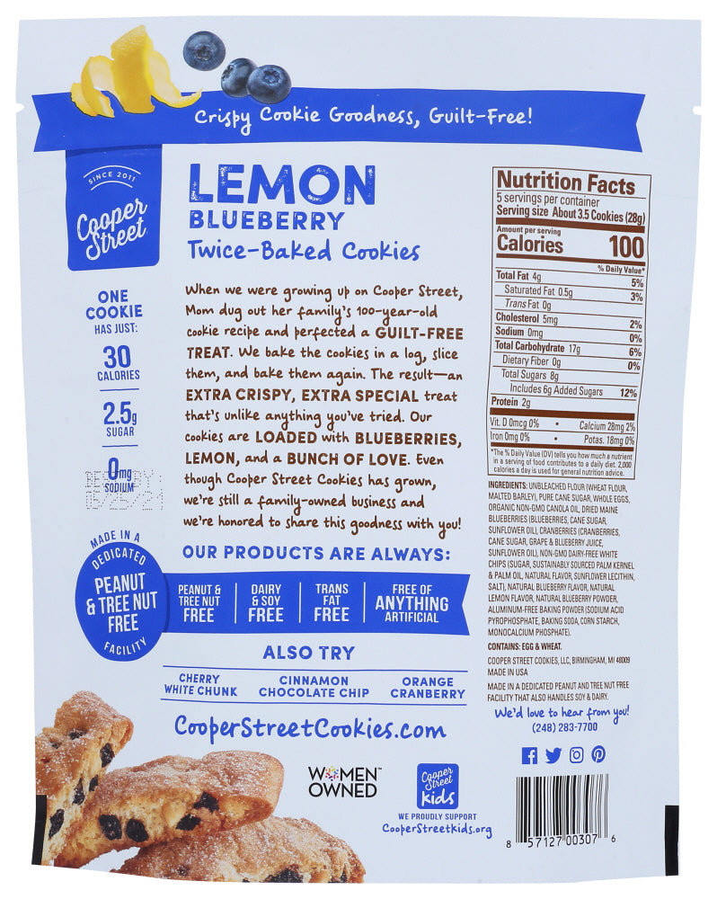 Cooper Street: Lemon Blueberry Twice Baked Cookies, 5 Oz