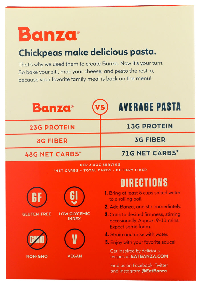 Banza: Casarecce Chickpea Pasta, 8 Oz