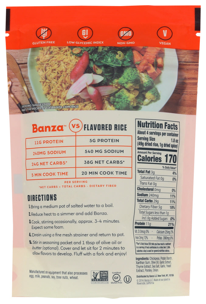 Banza: Rice Chickpea Grlc Olive, 7 Oz