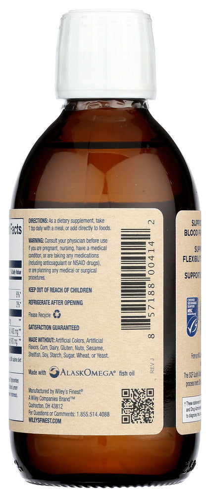 Wileys Finest: Peak Omega 3 Liquid Wild Alaskan Fish Oil, 8.45 Oz