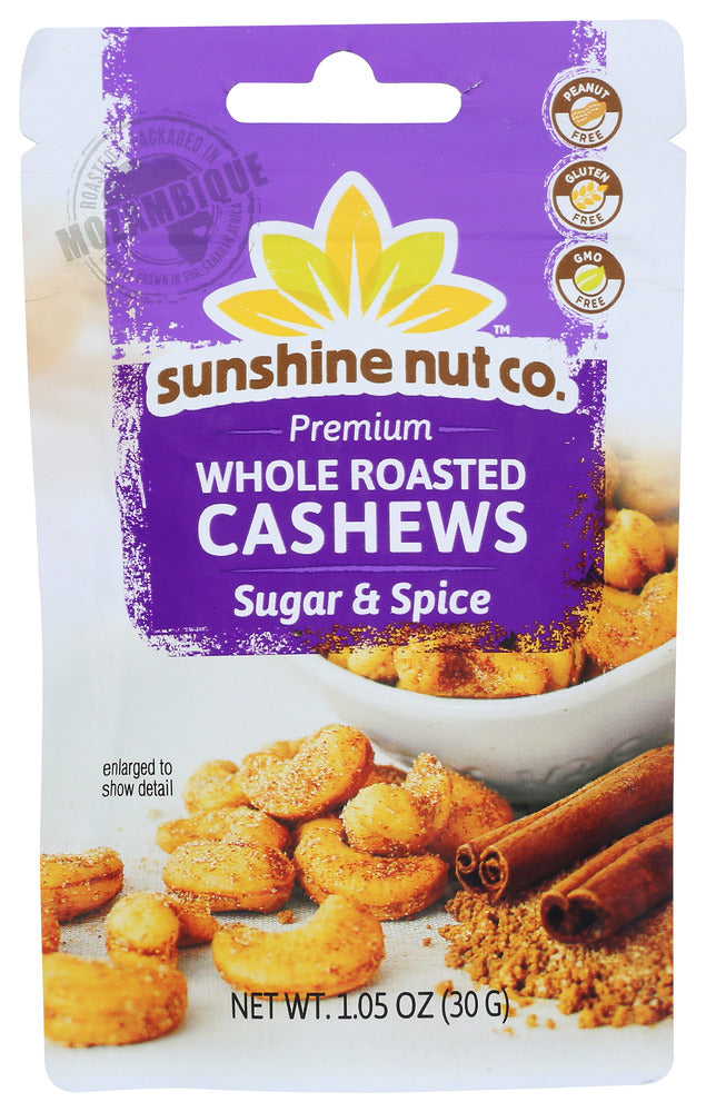 Sunshine Nut Company: Whole Roasted Cashews Sugar And Spice, 1.05 Oz