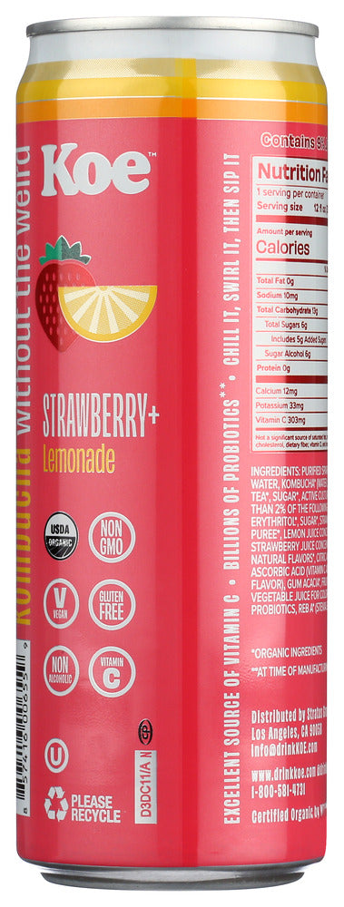 Koe: Strawberry Lemonade Kombucha, 12 Fo