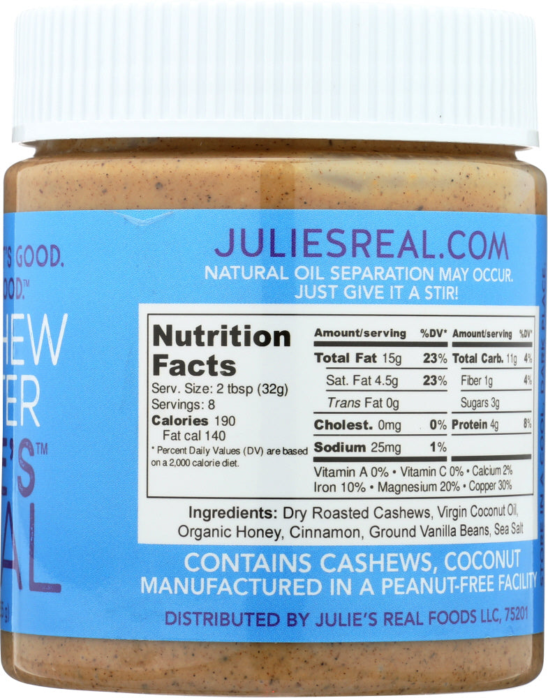 Julies Real: Cinnamon Vanilla Cashew Butter, 9 Oz