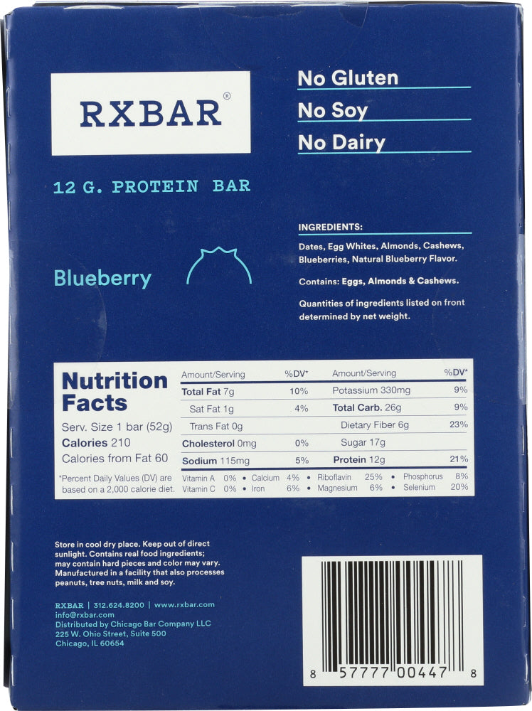 Rxbar: Blueberry Protein Bars, 4 Pk