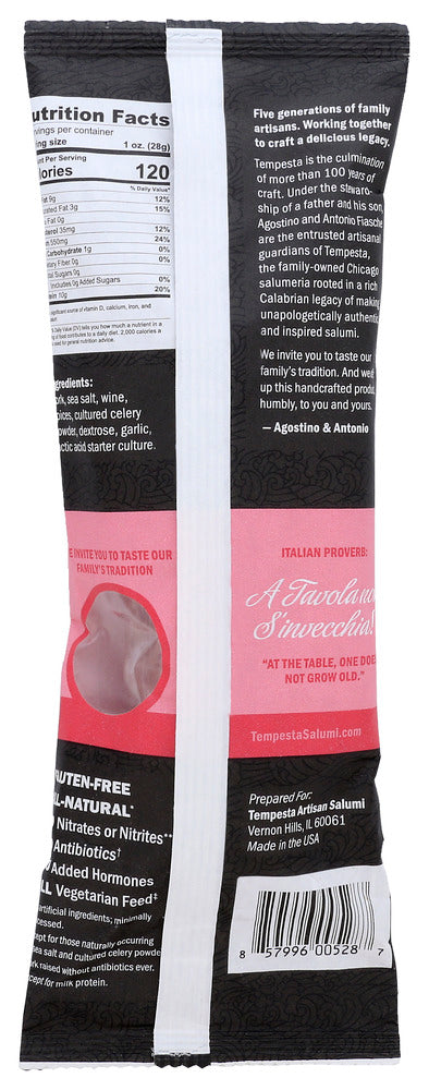 Tempesta Artisan Salami: Nostrano Pink Peppercorn Salami, 5.5 Oz