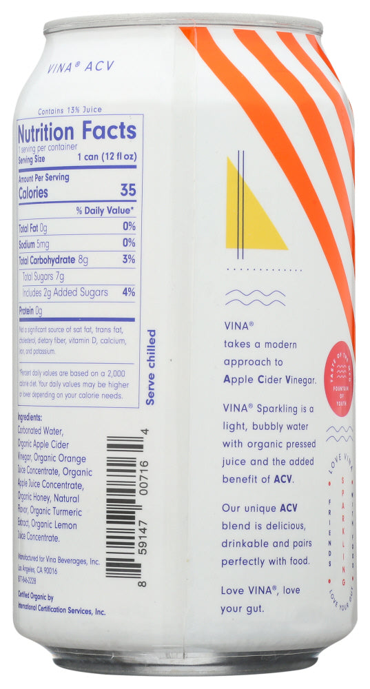 Vina: Orange Turmeric Apple Cider Vinegar, 12 Fo