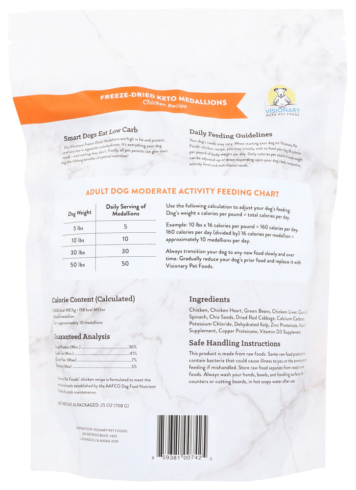 Visionary Pet Foods: Freeze Dried Chicken Keto Medallions, 25 Oz