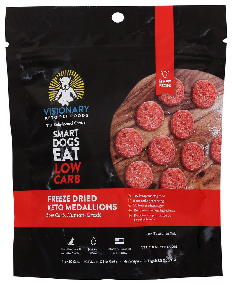 Visionary Pet Foods: Freeze Dried Beef Keto Medallions, 25 Oz