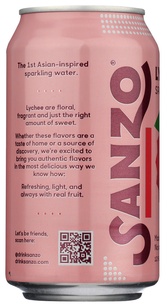 Sanzo: Lychee Berry Sparkling Water, 12 Fo