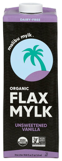 Malibu Mylk: Unsweetened Vanilla Organic Flax Milk, 33.8 Fo