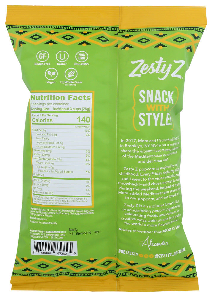 Zesty Z: Savory Mediterranean Popcorn, 5 Oz