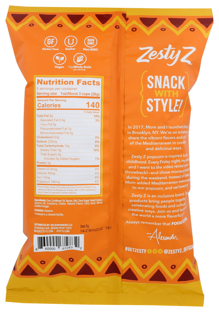 Zesty Z: Spicy Mediterranean Popcorn, 5 Oz