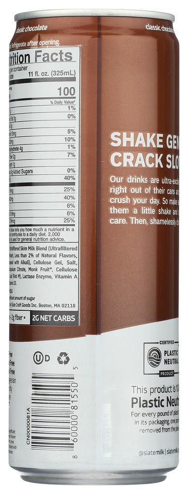 Slate: Lactose Free Chocolate Ultra Filtered Milk, 11 Oz