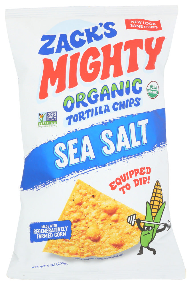 Zacks Mighty: Organic Tortilla Chips Sea Salt, 9 Oz