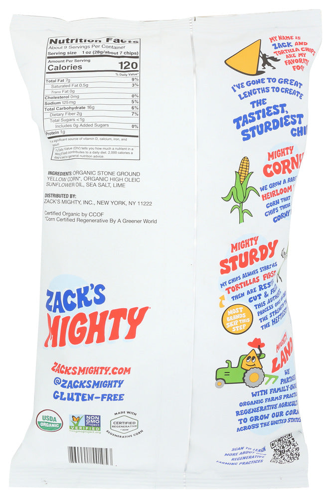 Zacks Mighty: Organic Tortilla Chips Sea Salt, 9 Oz