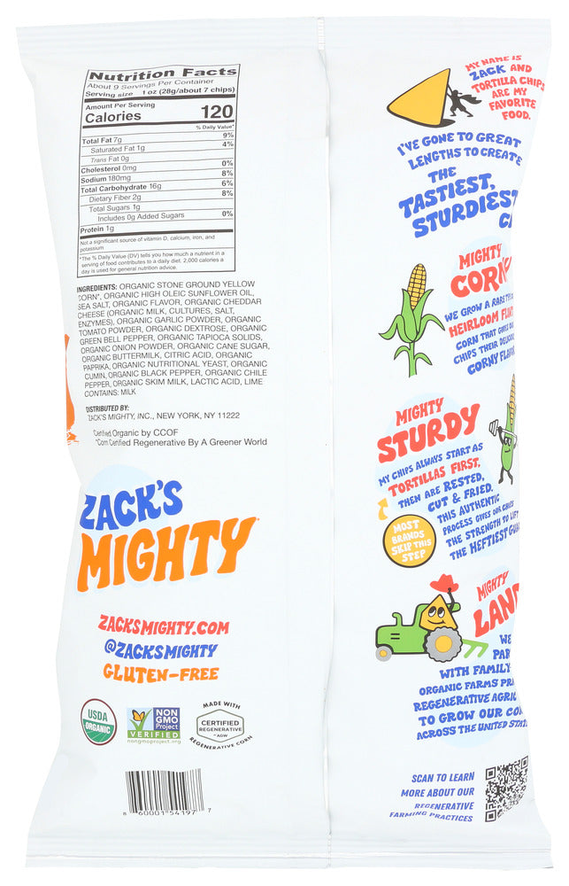 Zacks Mighty: Chips Tortilla Nacho, 9 Oz