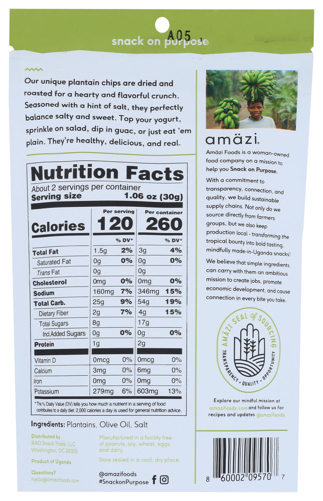 Amazi: Salted Olive Oil Plantain Chips, 2.30 Oz