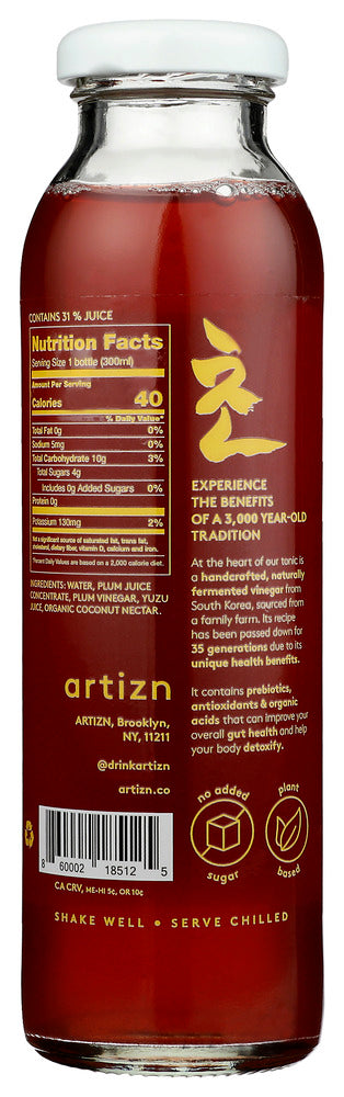 Artizn: Prebiotic Tonic Plum Yuzu, 10 Fo