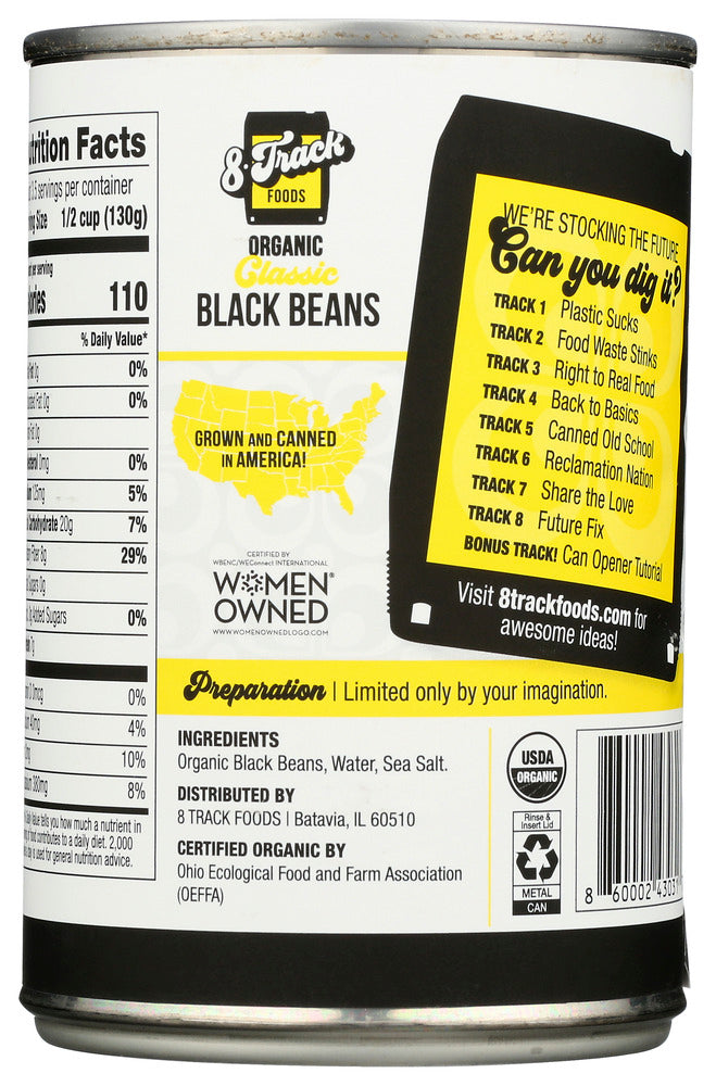 8 Track Foods: Organic Black Beans Class, 15 Oz