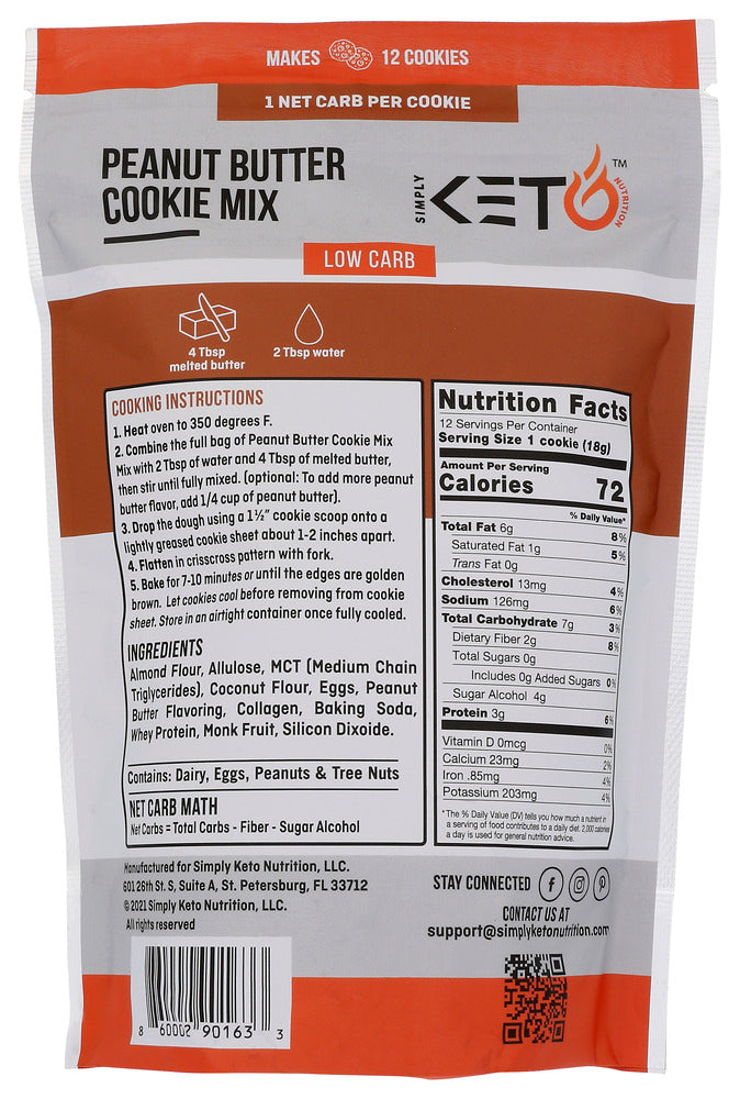 Simply Keto Nutrition: Peanut Butter Cookie Keto Mix, 7.7 Oz