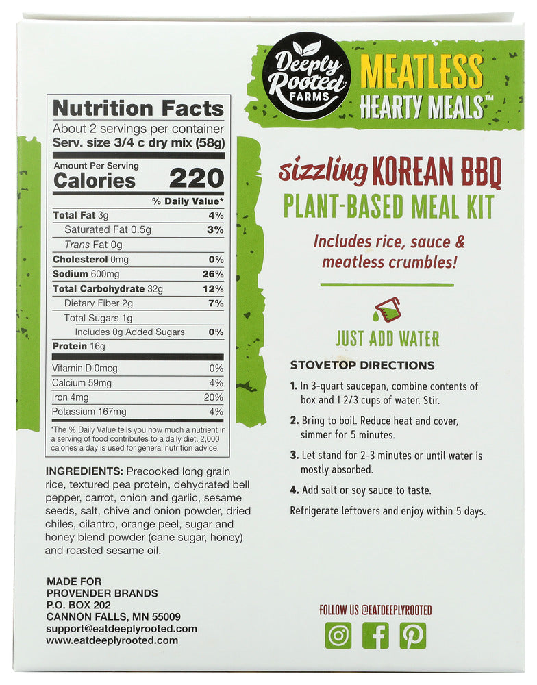 Deeply Rooted: Hearty Meals Sizzling Korean Bbq Rice Bowl, 4.1 Oz