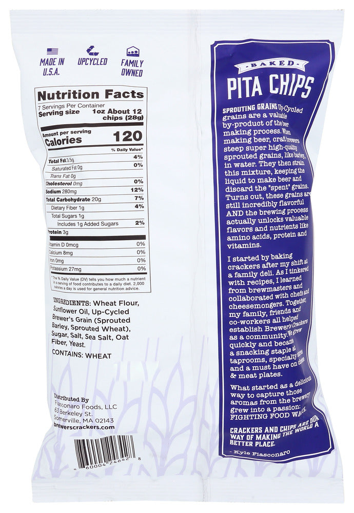 Brewers Crackers: Sea Salt Pita Chips, 7 Oz