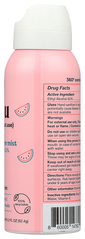 Emu: Hand Sanitizer Mist Watermelon, 2.2 Oz