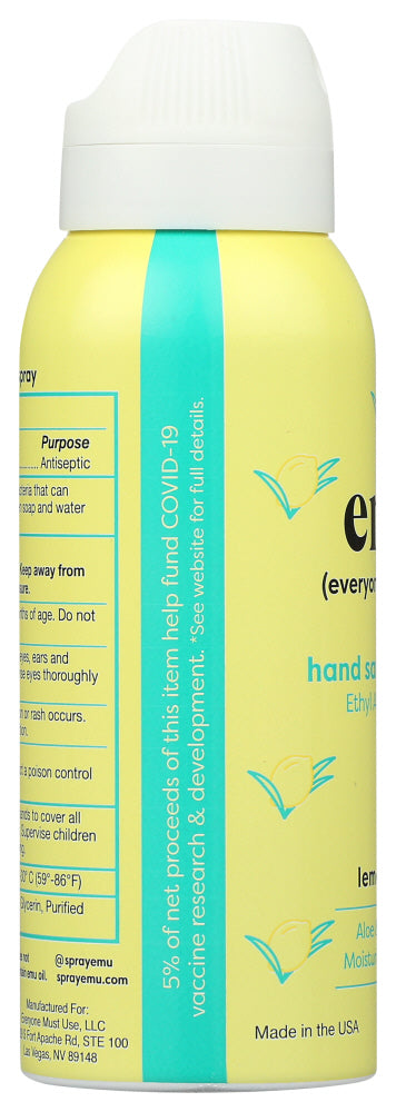 Emu: Hand Sanitizer Mist Lemongrass, 2.2 Oz