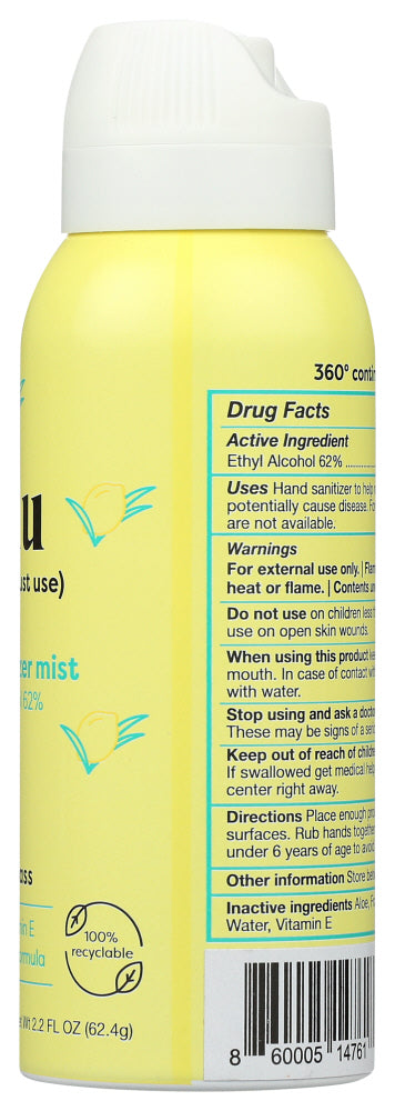 Emu: Hand Sanitizer Mist Lemongrass, 2.2 Oz