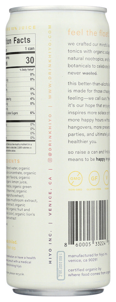 Hiyo: Seltzer Blackberry Lemon, 12 Fo