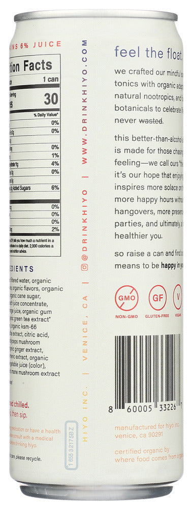 Hiyo: Seltzer Peach Mango, 12 Fo