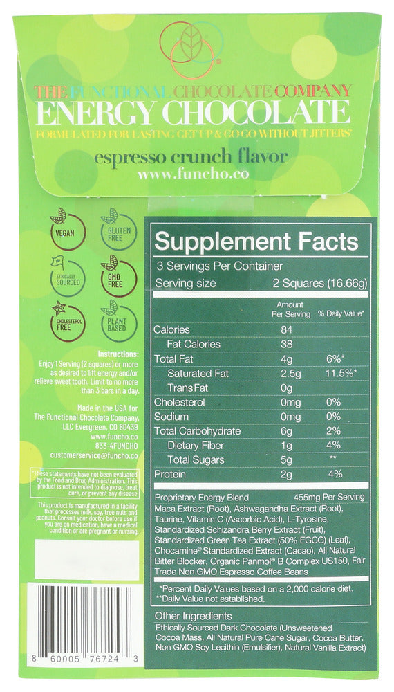 The Functional Chocolate Company: Energy Chocolate, 1.75 Oz