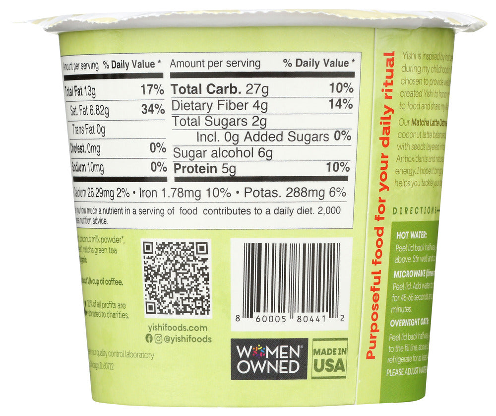 Yishi: Oatmeal Matcha Latte, 1.76 Oz