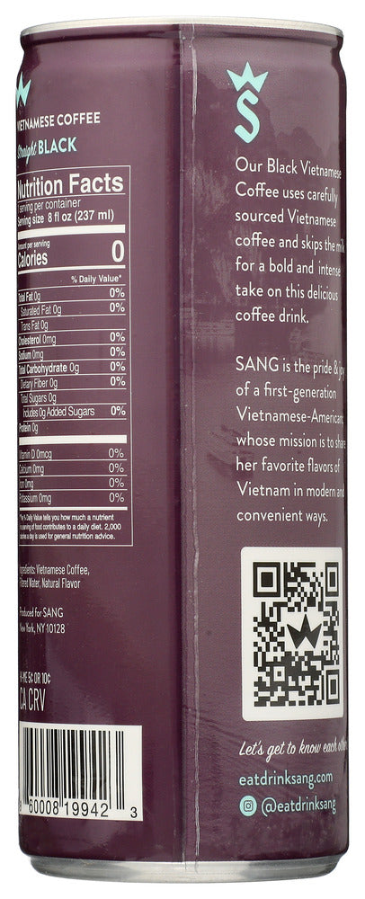 Sang: Vietnamese Coffee Black With Vanilla, 8 Fo