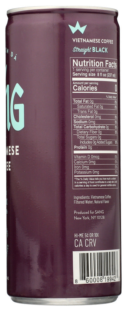 Sang: Vietnamese Coffee Black With Vanilla, 8 Fo