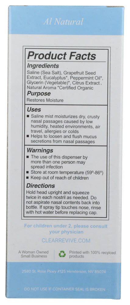 Clear Revive: Kids All Natural Nasal Spray, 1 Oz