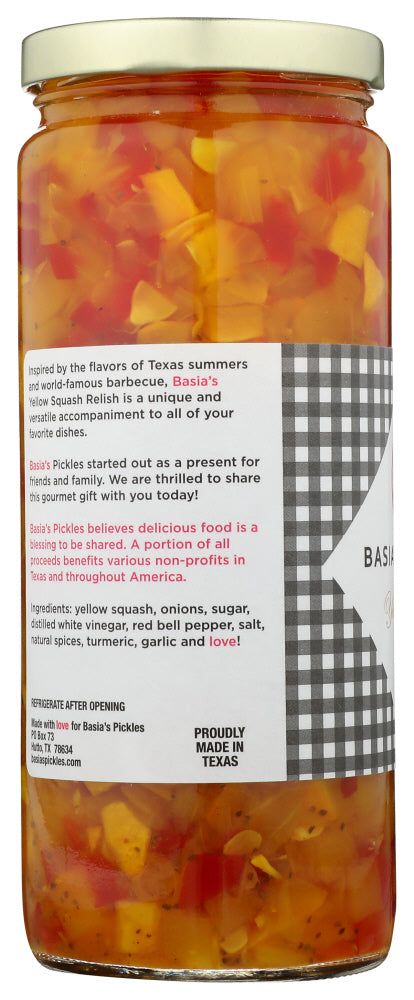 Basias Pickles: Yellow Squash Relish Pickles, 16 Oz