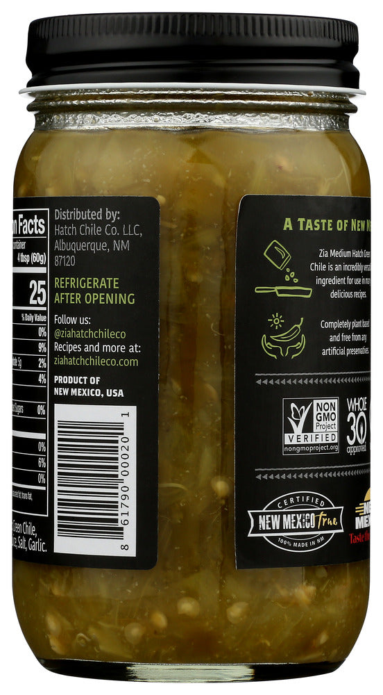 Zia Hatch Chile Company: Hatch Green Chile Medium, 16 Oz