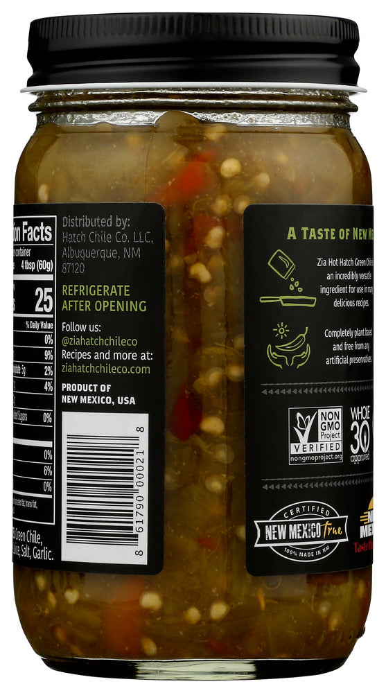 Zia Hatch Chile Company: Hatch Green Chile Hot, 16 Oz