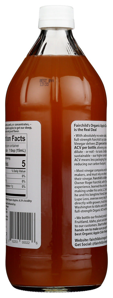 Fairchilds: Vinegar Apple Cider Org, 32 Oz