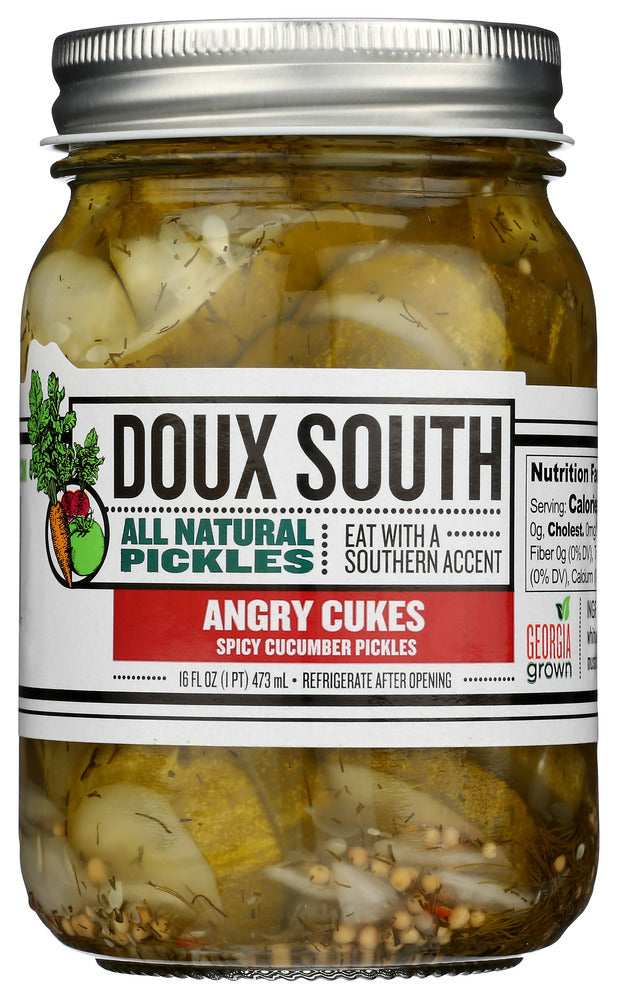 Doux South: Angry Cukes Spicy Cucumber Pickles, 16 Oz