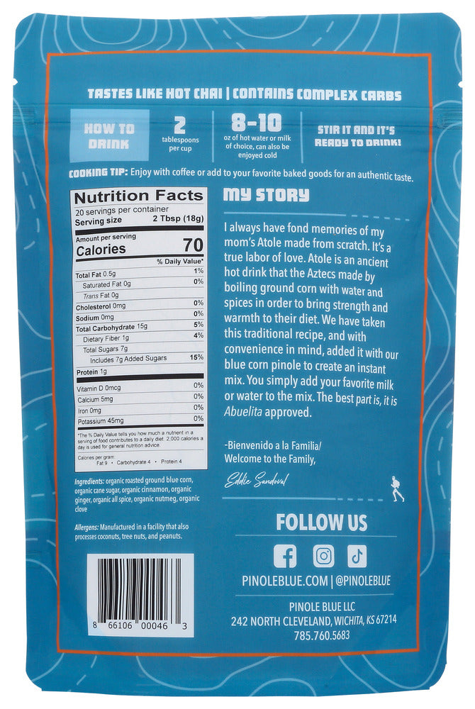 Pinole Blue: Atole All Natural Instant Blend Drink Mix, 12.7 Oz