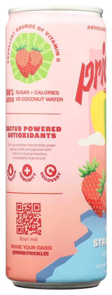 Pricklee: Wild Strawberry Plus Hibiscus Cactus Water, 12 Fo